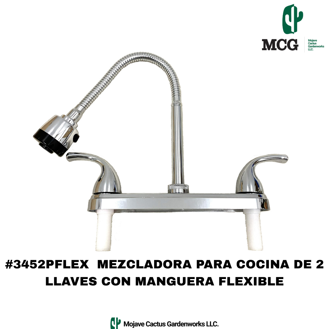 2 VALVE FAUCET MIXER WITH STAINLESS STEEL FLEXIBLE SPOUT