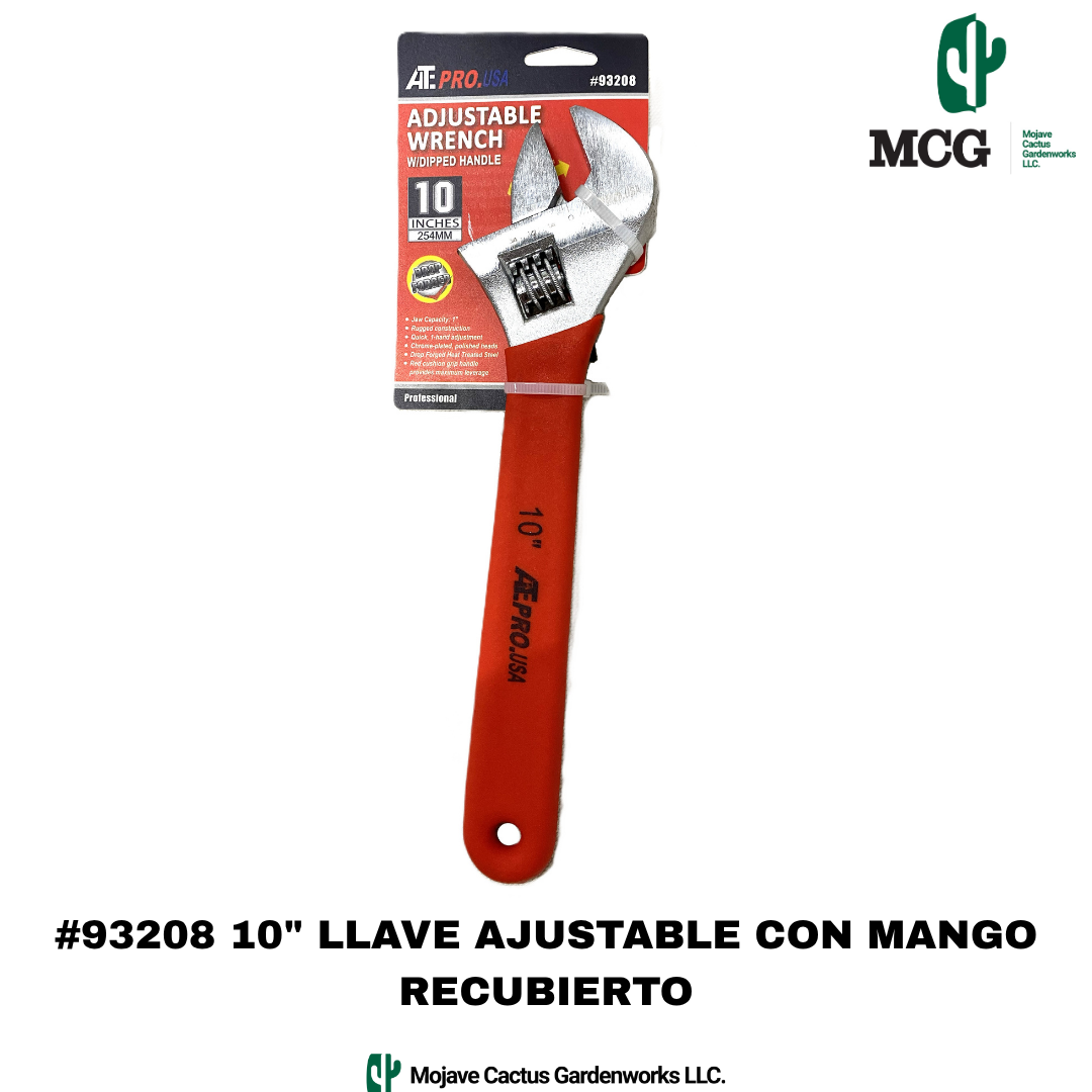 10" ADJUSTABLE WRENCH WITH DIPPED HANDLE