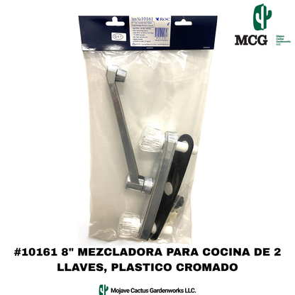 8" TWO HANDLE NON METAL WASHERLESS KITCHEN FAUCET, CHROME