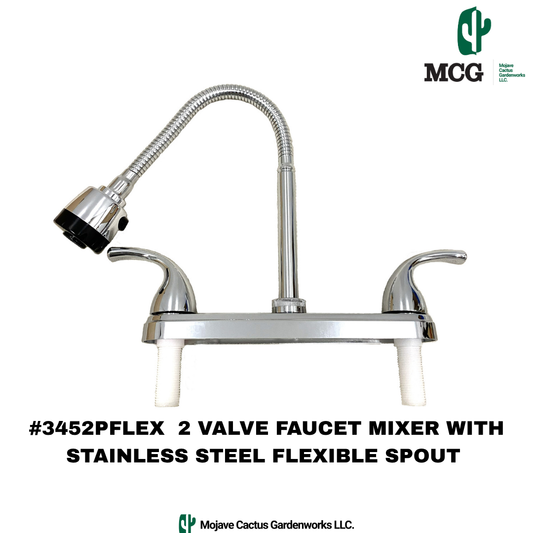 2 VALVE FAUCET MIXER WITH STAINLESS STEEL FLEXIBLE SPOUT