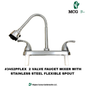 2 VALVE FAUCET MIXER WITH STAINLESS STEEL FLEXIBLE SPOUT