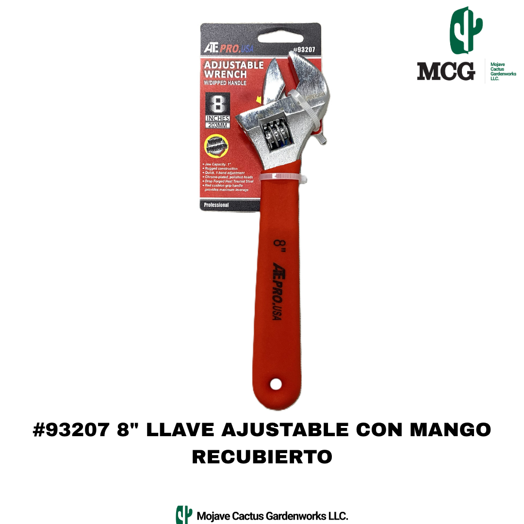8" ADJUSTABLE WRENCH WITH DIPPED HANDLE
