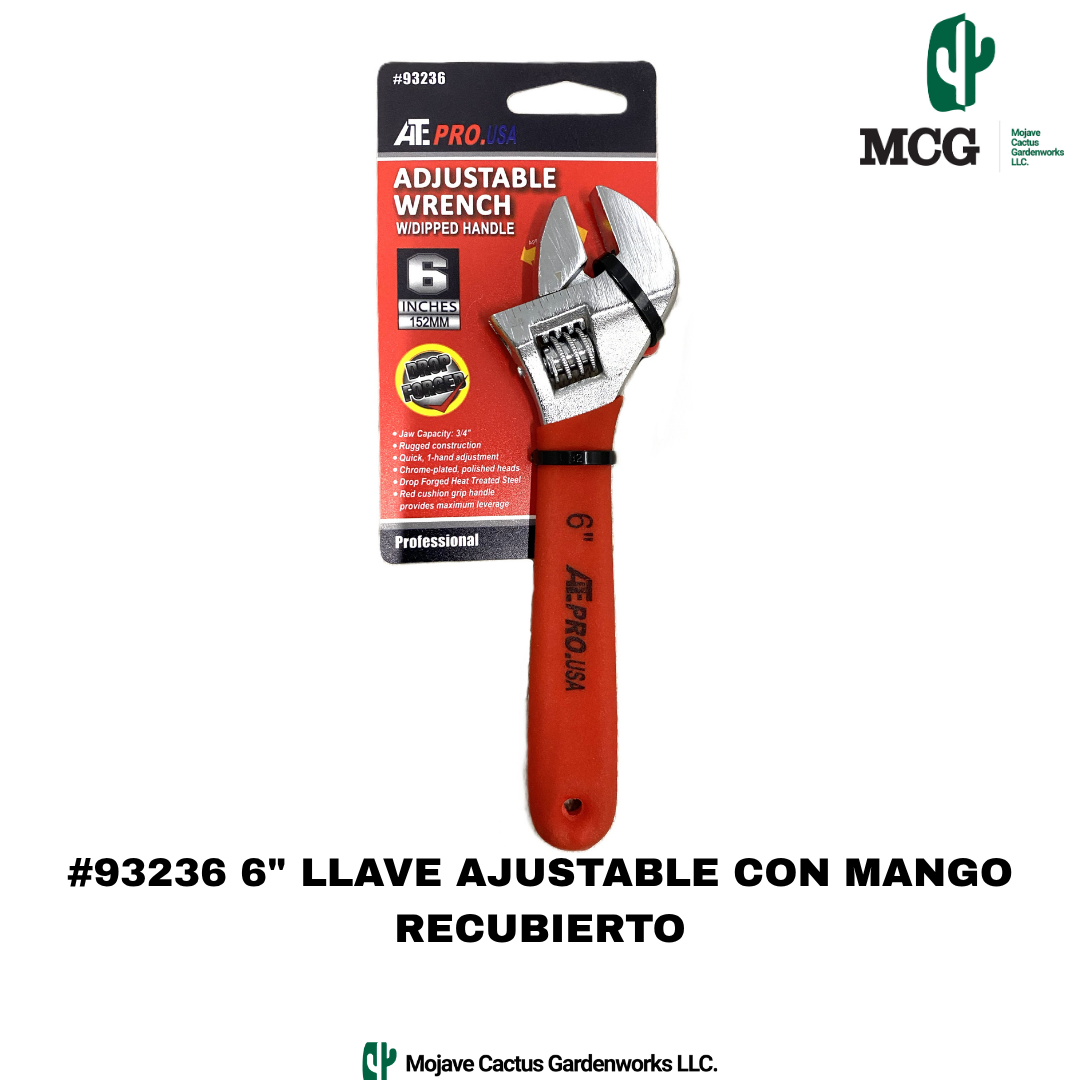 6" ADJUSTABLE WRENCH WITH DIPPED HANDLE